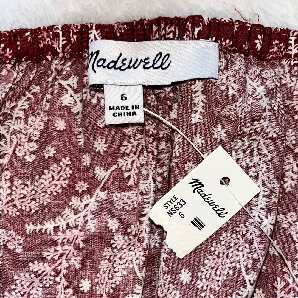 Madewell Red Paisley Floral Puff Sleeve Dress sz S NWT! - Picture 5 of 11